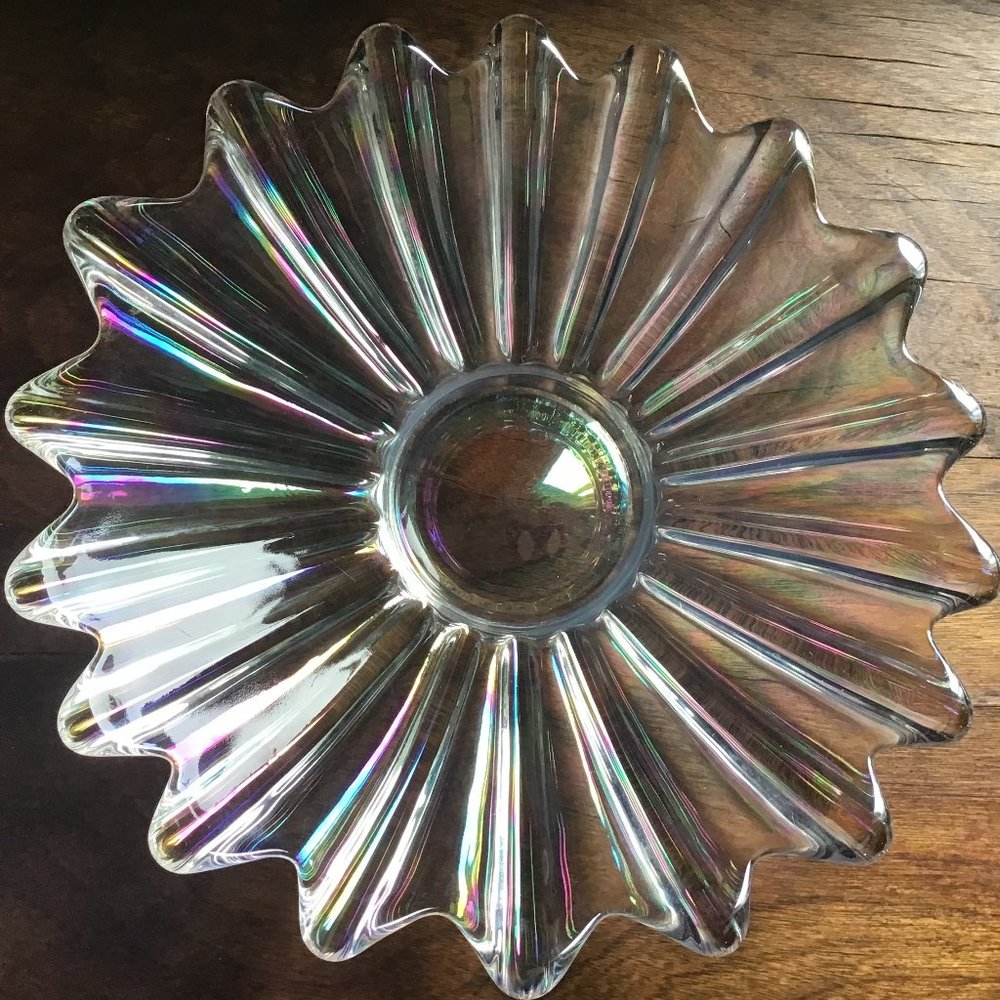 Vintage Iridescent Display Dish Bowl Flower Petal Design